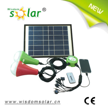 Intégré au Lithium Batterie LED solaire kit d’éclairage à la maison avec chargeur de téléphone portable